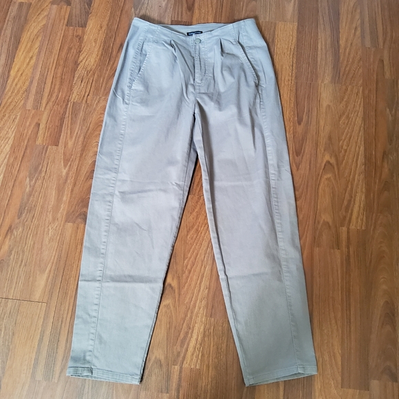 Eileen Fisher Tapered Ankle High Waist Pant Pleat Organic Cotton Khaki Size 10 - Picture 6 of 11